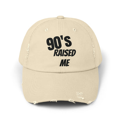 90's Raised Me Unisex Distressed Cap - Retro Pink Dad Hat for Nostalgic Vibes